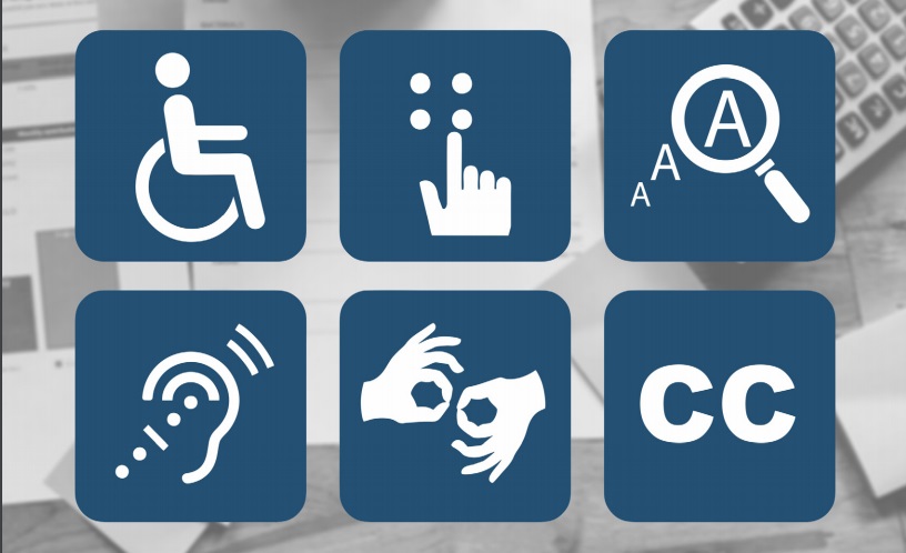 imagem da capa do guia de acessibilidade com símbolos de acessibilidade