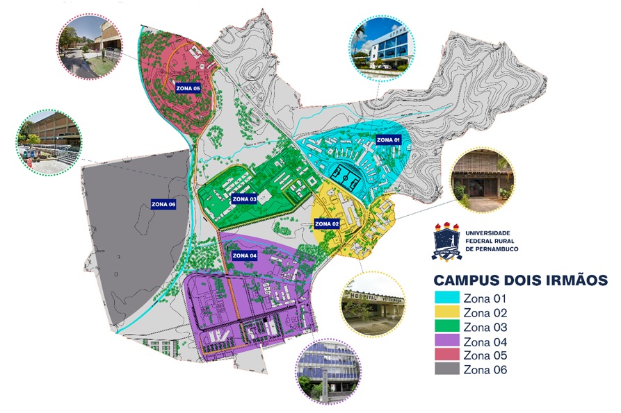 mapa das zonas do campus
